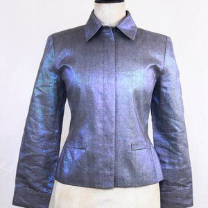 Metal blue Ellen Tracy Linen jacket